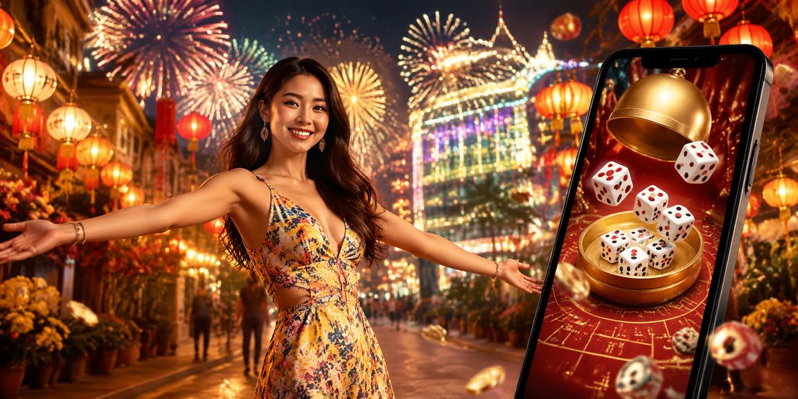 Trò chơi tài xỉu với xúc xắc và đèn lồng Hà Nội truyền thống