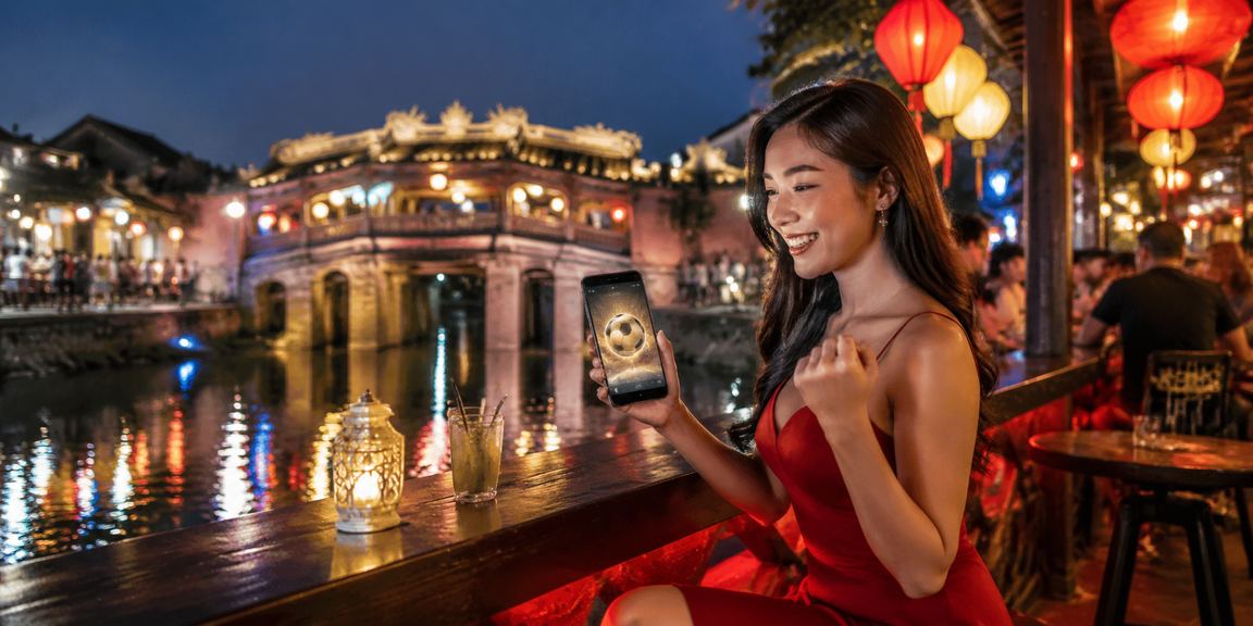 Người dùng tại Hội An xem kèo bóng đá trực tuyến trên nền tảng 721 vào buổi tối